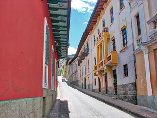 Wall Mural - Scenic Quito streets in the old historic city center