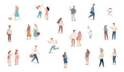 Crowd. Different People vector set3. Male and female flat characters isolated on white background.