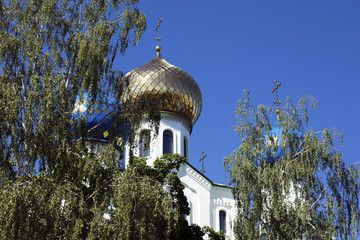 Golden dome of the Orthodox Church. The spring festival of Easter.