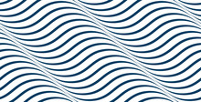Waves Seamless Pattern, Vector Water Runny Curve Lines Abstract Repeat Endless Background, Blue Colored Rhythmic Waves.