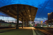 Empty Train Station At Night