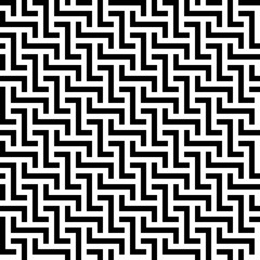 Sticker - Abstract seamless pattern background. Maze of black geometric design elements isolated on white background. Vector illustration.