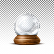 Vector Realistic Christmas Snowglobe 3d Winter Toy