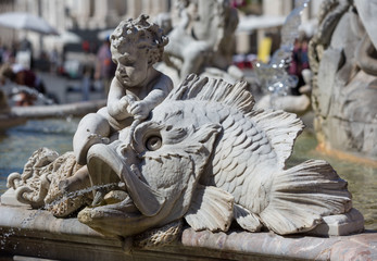 Wall Mural - Detail from the  Fountain of Neptune (Fontana del Nettuno), which is a fountain located at the north end of the Piazza Navona.