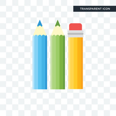 Wall Mural - Pencils vector icon isolated on transparent background, Pencils logo design