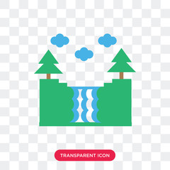 Wall Mural - Waterfall vector icon isolated on transparent background, Waterfall logo design