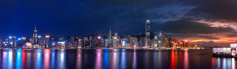 Wall Mural - Hong Kong cityscape; Panorama from across Victoria Harbor