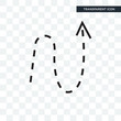 © VectorGalaxy - Curved up arrow with broken line vector icon isolated on transparent background, Curved up arrow with broken line logo design