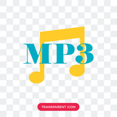 Wall Mural - Mp3 vector icon isolated on transparent background, Mp3 logo design
