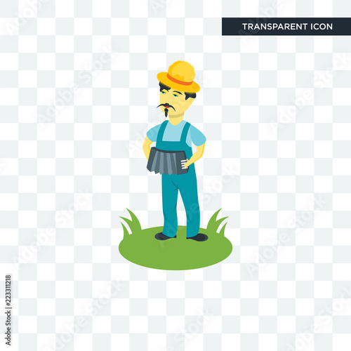 Fotomural Accordionist vector icon isolated on transparent background, Accordionist logo d