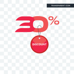 Wall Mural - 30% discount vector icon isolated on transparent background, 30% discount logo design