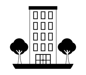 Poster - building structure with trees plants isolated icon