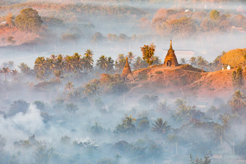 Buddha temple in the sunset dawn