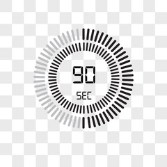 The 90 seconds vector icon isolated on transparent background, The 90 seconds logo design