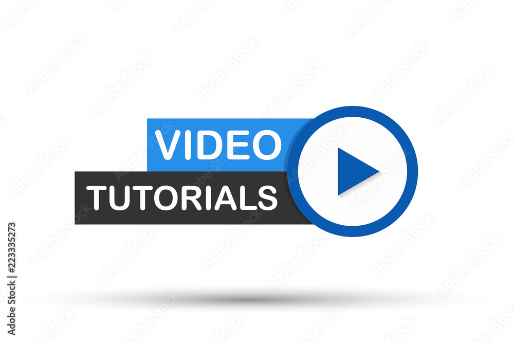 Video tutorials Button, icon, emblem, label. Vector illustration - obrazy, fototapety, plakaty 
