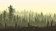 Horizontal illustration with silhouettes of windbreak forest.