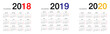 © kanpisut - Year 2018 and Year 2019 and Year 2020 calendar vector design template, simple and clean design. Calendar for 2018 and 2019 on White Background for organization and business. Week Starts Monday.