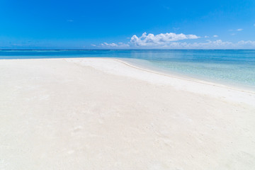 Empty tropical beach scene. Sea sand sky. Tranquil, inspirational beach background