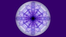 Sphere With Purple Fractal Patterns On Dark Purple Background. Tunnel Motion In White Circle Shape. Beautiful Video Decoration In Modren Violet. 4k Video