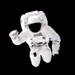 Poster - Astronaut in spacesuit close up isolated on black background. Spaceman in outer space. Elements of this image furnished by NASA