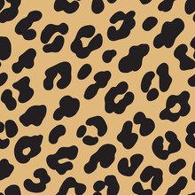 Leopard Print. Brown Black Fur Seamless Pattern. Vector Illustration Background