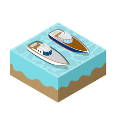 Wall Mural - Isometric yacht of a sea cruise image of a transport cruise traveling voyage of tourism.