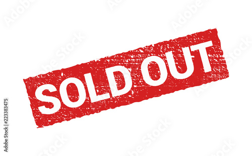 Fotografía Sold out red grunge stamp, sale vintage rubber badge template isolated vector ic