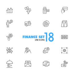 Sticker - Finance icons. Set of  line icons. Currency exchange, cryptocurrency, finance idea. Banking concept. Vector illustration can be used for topics like business, money