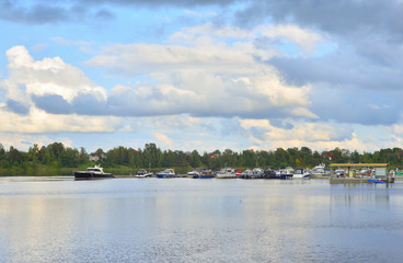 Canvas Print - View of river at cloud day.