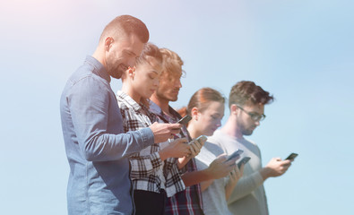 Wall Mural - young people communicating in the social.networks.