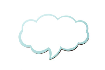 speech bubble as a cloud with blue border isolated on white background. copy space