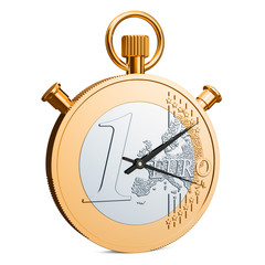 Wall Mural - Stopwatch euro coin, 3D rendering