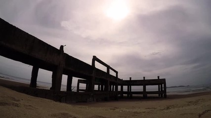 Wall Mural - jetty on the beach timelapes natural view 4k