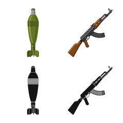 Vector illustration of weapon and gun sign. Collection of weapon and army vector icon for stock.