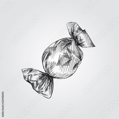 Fotografía Hand Drawn Candy wrapped Sketch Symbol isolated on white background