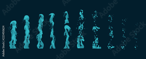 Cuadros en Lienzo Vector illustration set of water geysers, fountains and spray eruption stages for animation or game