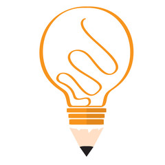 Conceptual idea lightbulb with pencil shape