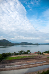 Wall Mural - Landscape of a dam in the countryside in Colombia. Huila. Colombia