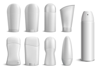 Canvas Print - Realistic monochrome deodorant bottles