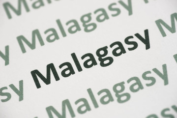 Canvas Print - word Malagasy  language printed on paper macro