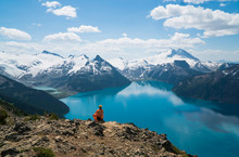 Mountain Blue Lake In British Columbia, Canada. Garibaldi Lake. Panorama Ridge