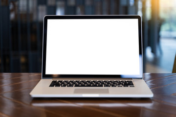 Wall Mural - mock up using laptop with blank screen computer modern