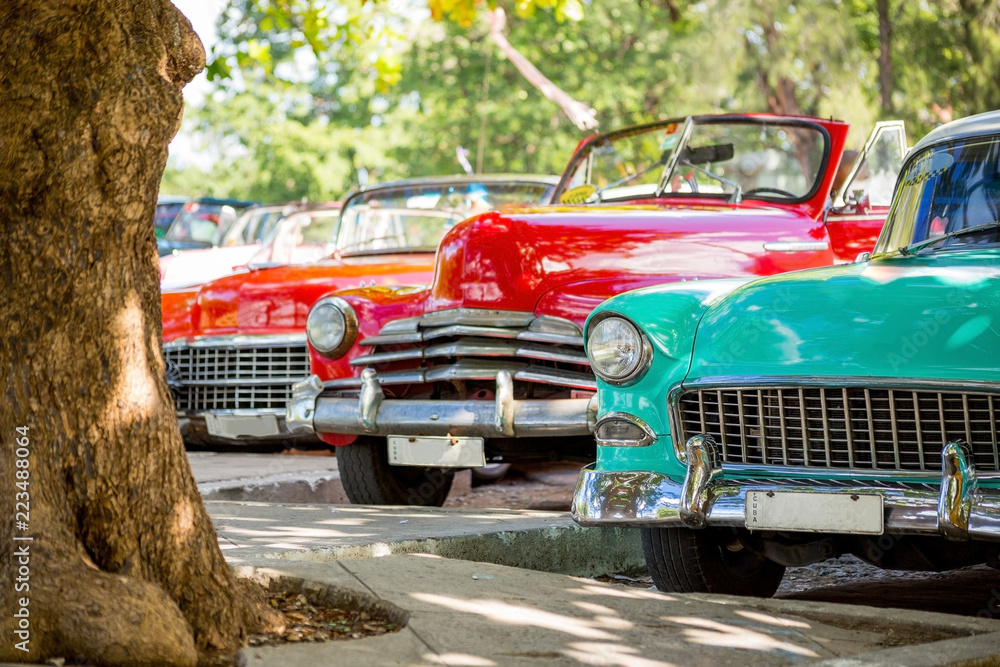 Classic cars in Havana, Cuba - obrazy, fototapety, plakaty 