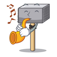 Poster - With trumpet wooden meat hammer cartoon for kitchen utensil