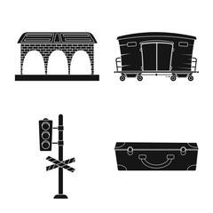 Wall Mural - Vector design of train and station icon. Collection of train and ticket stock vector illustration.