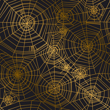 Minimal Golden Spider Web Seamless Pattern