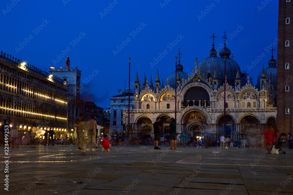St. Mark's Square - the most famous square in Venice at night. - obrazy, fototapety, plakaty 