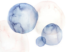 Abstract Blue And Pink Circle Watercolor Background