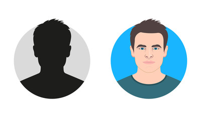 Wall Mural - Male avatar icon or portrait. Man face silhouette. Unknown or anonymous person. Vector illustration.