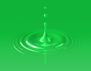 Wall Mural - Green paint drop and ripple